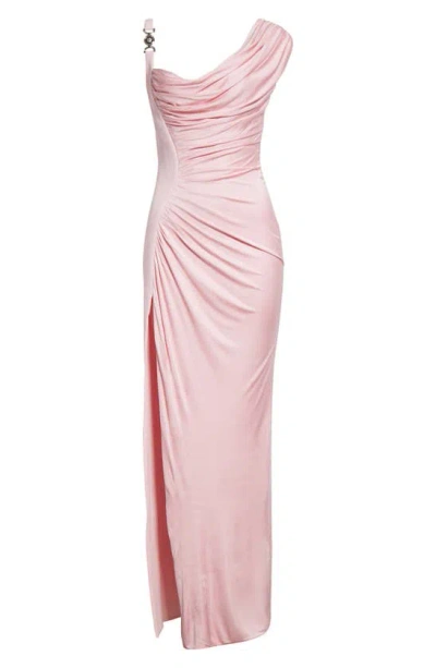 Versace Medusa '95 Draped Crepe & Jersey Gown In Light Pink
