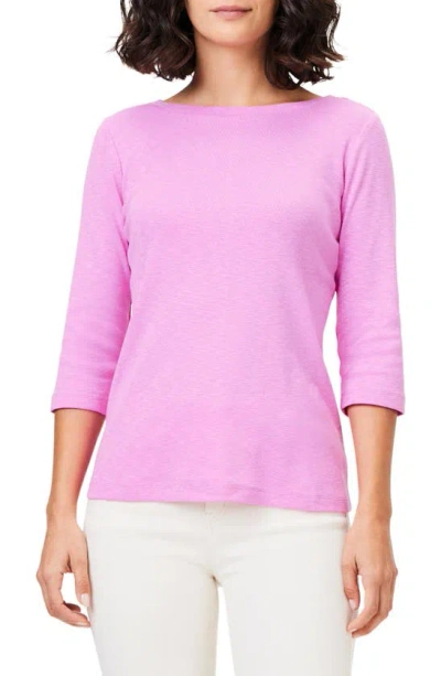Nzt By Nic+zoe Boat Neck Cotton Blend Top In Pink Lotus