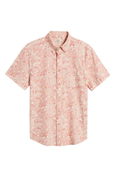 Faherty Short-sleeve Stretch Playa Shirt In Coral Tile Print