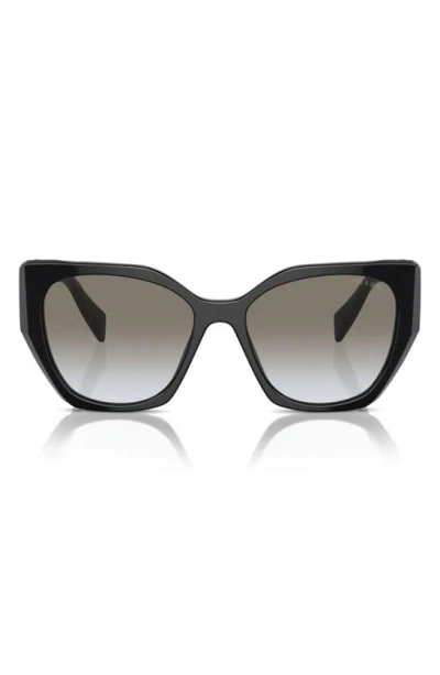 Prada 56mm Gradient Polarized Rectangular Sunglasses In Black