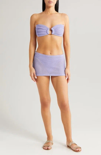 Montce Open Knit Cover-up Miniskirt In Lavendar Crochet