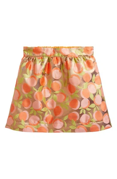 Mini Boden Kids' Peach Metallic Party Skirt In Gold Peach Jaquard