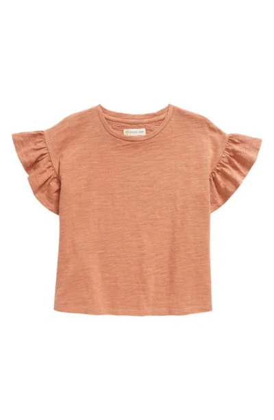 Tucker + Tate Kids' Ruffle Sleeve Cotton T-shirt In Coral Cedar