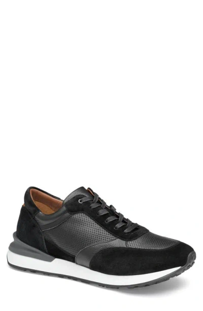 Johnston & Murphy Collection Briggs Perforated Sneaker In Black Full Grain/suede