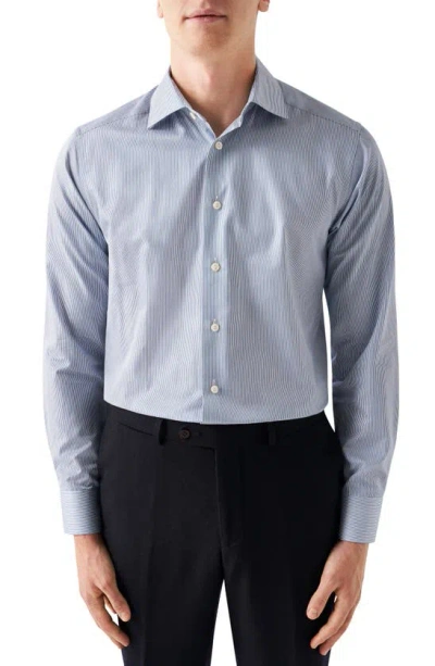 Eton Slim Fit Pinstripe Dress Shirt In Medium Blue