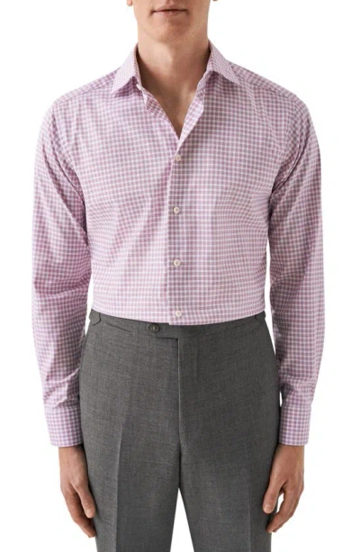 Eton Slim Fit Check Organic Cotton Dress Shirt In Medium Pink