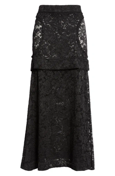 Eckhaus Latta Black Seraph Midi Skirt In Shadow