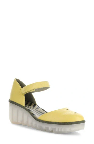 Fly London Biso Wedge Pump In 020 Yellow Ceralin