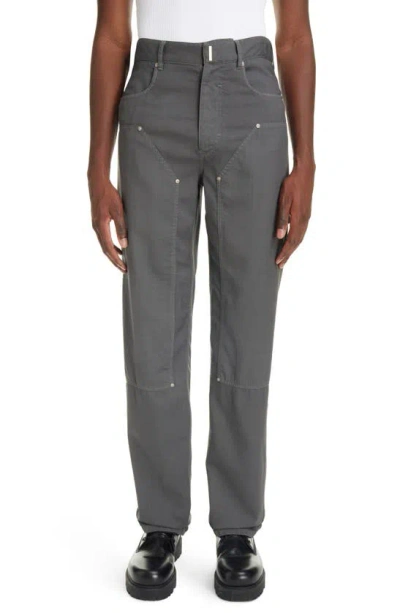 Givenchy Riveted Stretch Wool Carpenter Pants In Grey