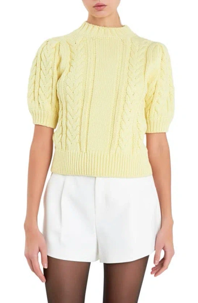 English Factory Mock Neck Cable Stitch Jumper In Lemon