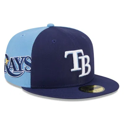 New Era Men's Navy/light Blue Tampa Bay Rays Gameday Sideswipe 59fifty Fitted Hat In Navy Light