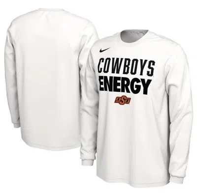 Nike Unisex   White Oklahoma State Cowboys 2024 On-court Bench Energy Long Sleeve T-shirt