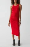 Michael Stars Wren Side Slit Sleeveless Body-con Midi Dress In Cardinal