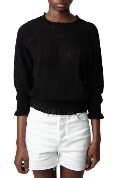 Zadig & Voltaire Moria Pointed-knit Crewneck Sweater In Noir