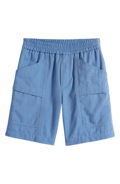 Moncler Kids' Denim Bermuda Shorts In Pale Blue