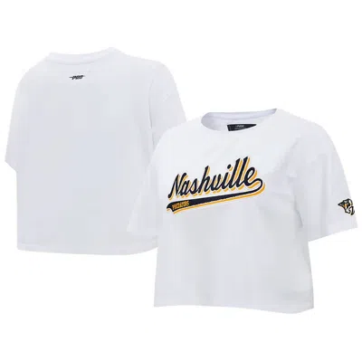 Pro Standard White Nashville Predators Boxy Script Tail Cropped T-shirt
