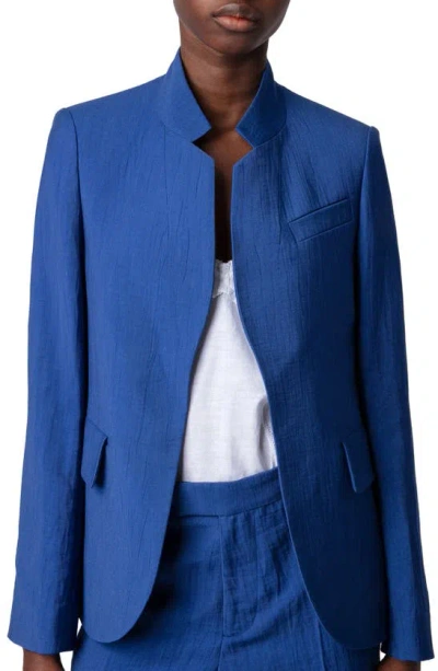 Zadig & Voltaire Very Crinkled Linen-blend Blazer In Blue