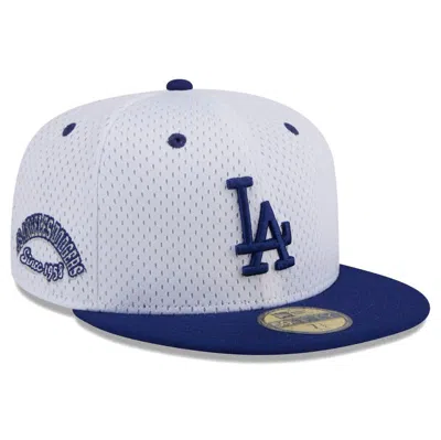 New Era White Los Angeles Dodgers Throwback Mesh 59fifty Fitted Hat In White Roya
