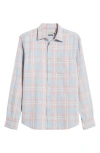 Faherty Sunwashed Chambray Button-up Shirt In Coral Bay Plaid