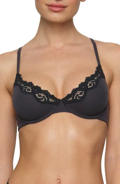 Skims Fits Everybody Lace Underwire Scoop Bra In Onyx