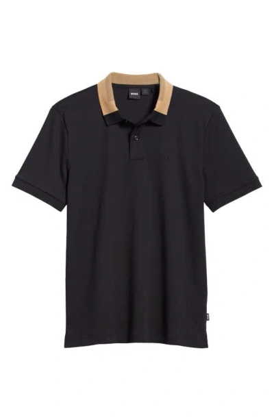 Hugo Boss Men's Cotton Contrast-collar Polo Shirt In Black