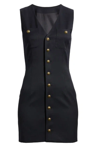 Frame Button Front Dress In Navy