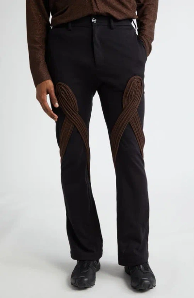 Kiko Kostadinov Black Deultum Trousers In Jet Black / Sparkle Brown