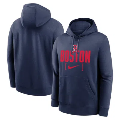 Nike Navy Boston Red Sox Club Slack Pullover Hoodie In Blue