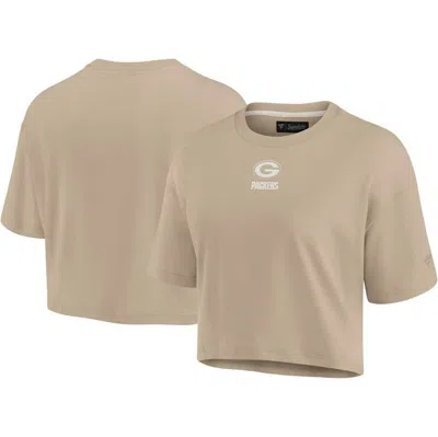 Fanatics Signature Khaki Green Bay Packers Elements Super Soft Boxy Cropped T-shirt
