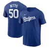 Nike Los Angeles Dodgers Men's Gold Name And Number Player T-shirt Mookie Betts In Blue
