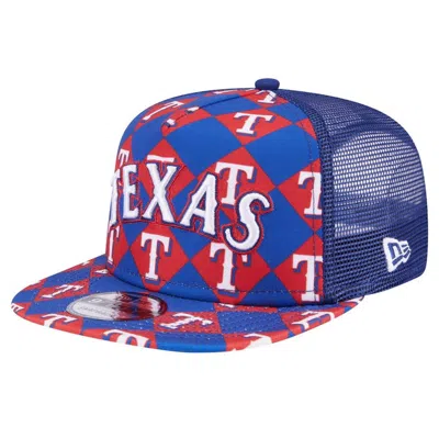 New Era Royal Texas Rangers Seeing Diamonds A-frame Trucker 9fifty Snapback Hat