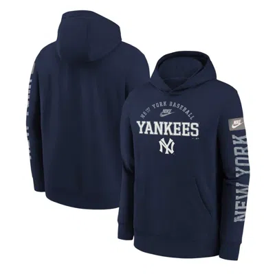 Nike Kids' Youth  Navy New York Yankees Cooperstown Collection Splitter Club Fleece Pullover Hoodie