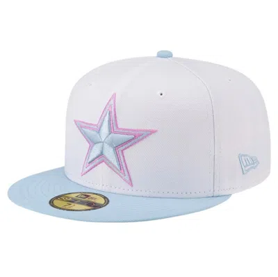 New Era Men's White/light Blue Dallas Cowboys 2-tone Color Pack 59fifty Fitted Hat In White Ligh