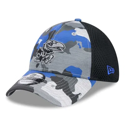 New Era Men's Camo/black Kansas Jayhawks Active 39thirty Flex Hat In Camo Black