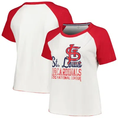 Soft As A Grape White St. Louis Cardinals Plus Size Baseball Raglan T-shirt
