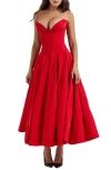 House Of Cb Lady Strapless Midi Dress In Salsa