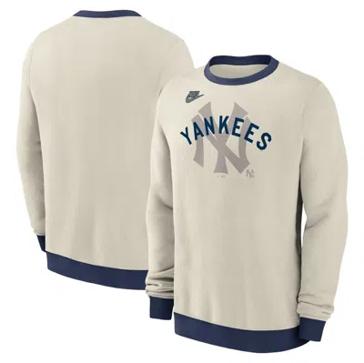 Nike Cream New York Yankees Cooperstown Collection Fleece Pullover Sweatshirt In Brown