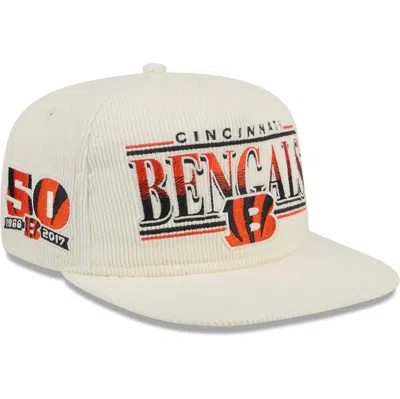 New Era Cream Cincinnati Bengals Throwback Corduroy Golfer Snapback Hat