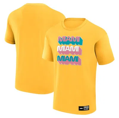 Fanatics Branded Yellow Formula 1 Miami Grand Prix Stacked Wordmark T-shirt