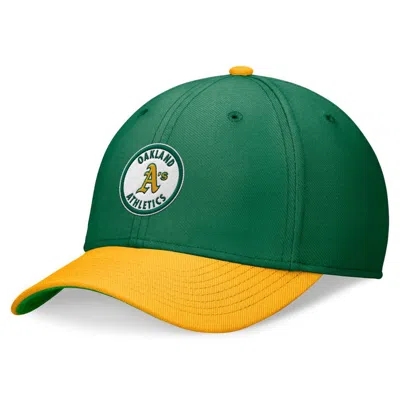 Nike Green/gold Oakland Athletics Cooperstown Collection Rewind Swooshflex Performance Hat