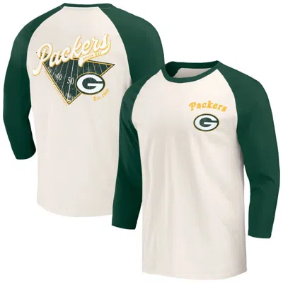 Darius Rucker Collection By Fanatics Green/white Green Bay Packers Raglan 3/4 Sleeve T-shirt