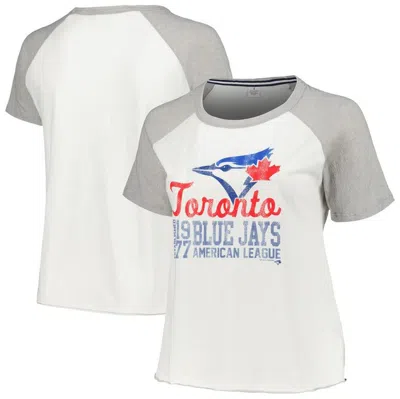 Soft As A Grape White Toronto Blue Jays Plus Size Baseball Raglan T-shirt