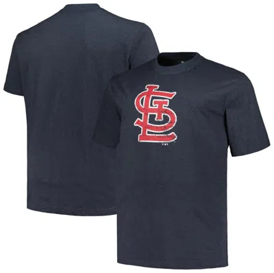 Profile Heather Navy St. Louis Cardinals Big & Tall Weathered Logo T-shirt