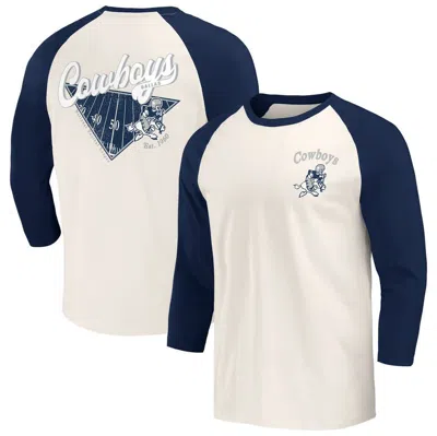 Darius Rucker Collection By Fanatics Navy/cream Dallas Cowboys Raglan 3/4-sleeve T-shirt
