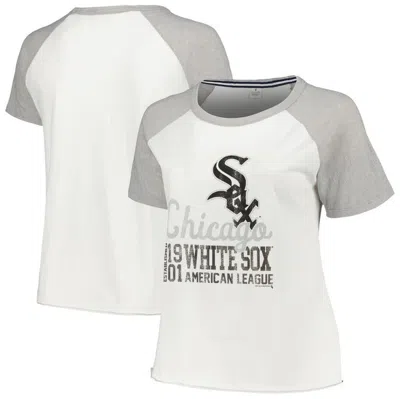 Soft As A Grape White Chicago White Sox Plus Size Baseball Raglan T-shirt