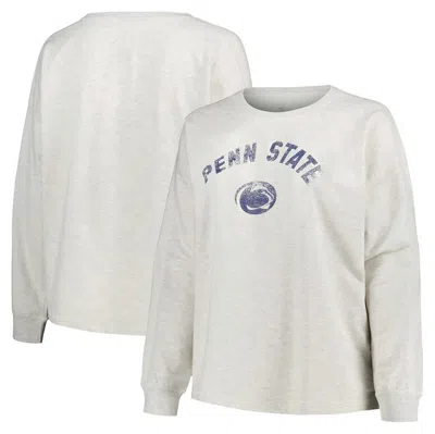 Profile Oatmeal Penn State Nittany Lions Plus Size Distressed Arch Over Logo Neutral Boxy Pullover S