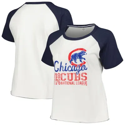 Soft As A Grape White Chicago Cubs Plus Size Baseball Raglan T-shirt