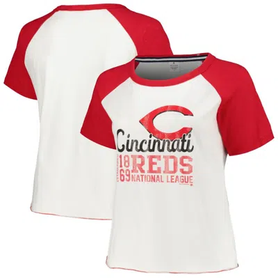 Soft As A Grape White Cincinnati Reds Plus Size Baseball Raglan T-shirt