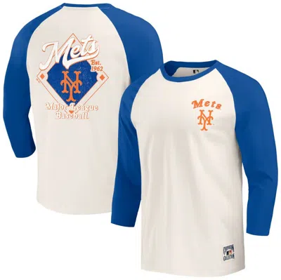 Darius Rucker Collection By Fanatics Royal/white New York Mets Cooperstown Collection Raglan 3/4-sle