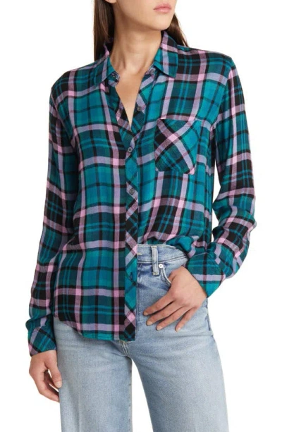Rails Hunter Plaid Button-up Shirt In Aqua Lilac